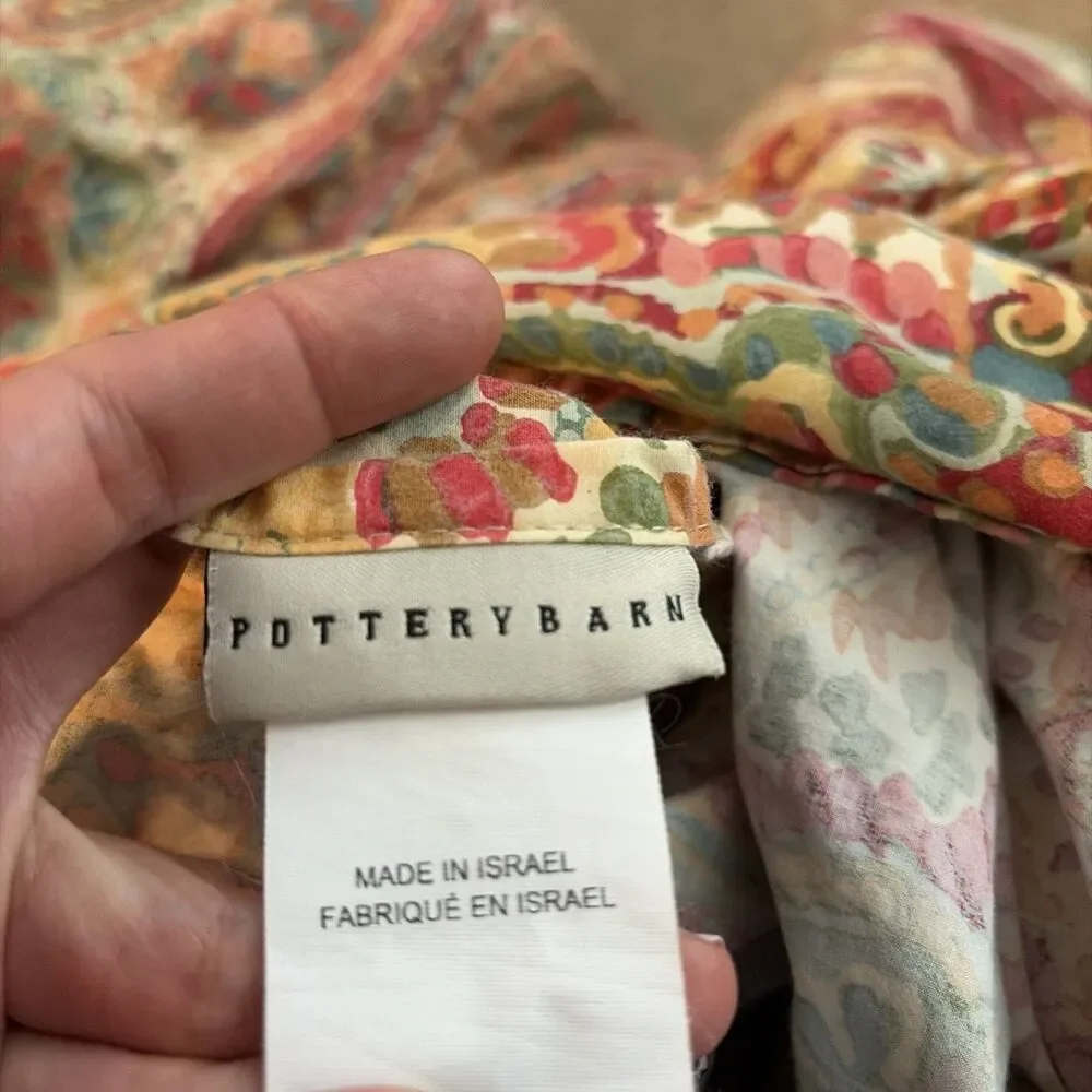 Pottery Barn Rosalie Paisley Full/Queen Duvet Cover 2013 Israel Red Orange